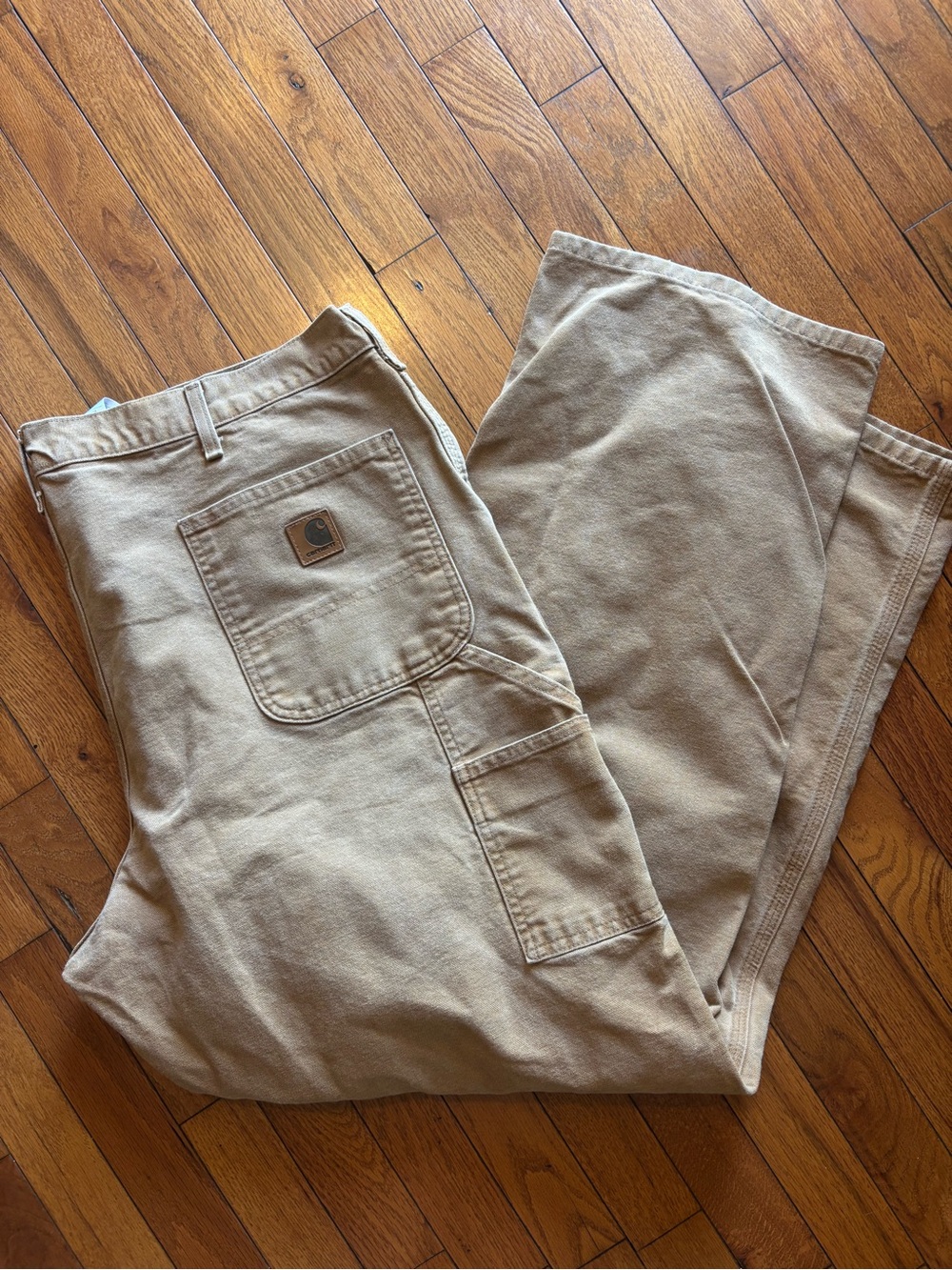 Carhartt Pants Mens 42x32 Khaki B11 Dungaree Work Canvas Carpenter